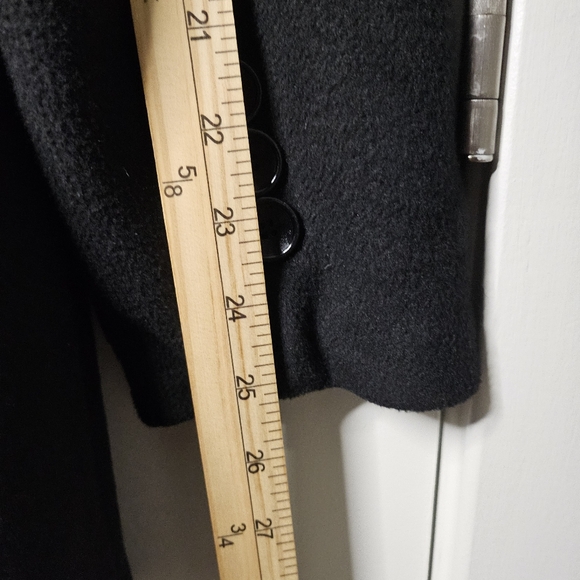 Men’s Jet Black Wool Blend Car Coat Tailored Classic Minimalist Jacket Size Med - Picture 15 of 16